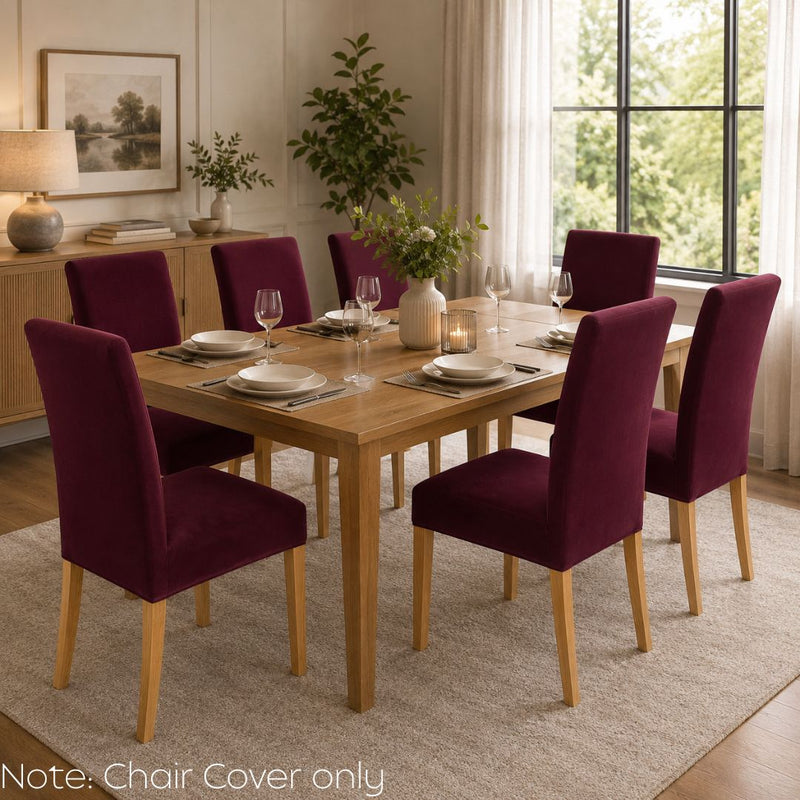 Anyseat Purple Velvet Dining Chair Cover – Plush Stretchable Slipcover for Kitchen & Dining Room Chairs