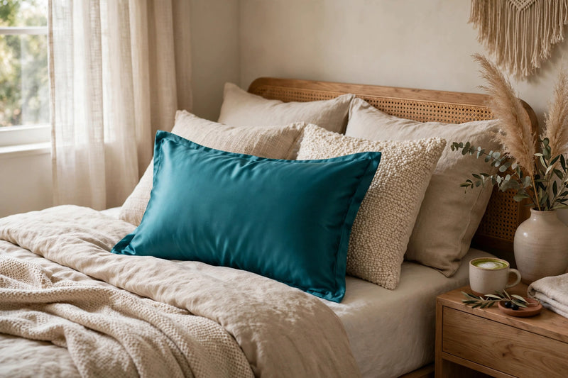 ANYHOUZ Teal Pure Silk Pillowcase 50x75cm Soft Smooth Luxury Bedding