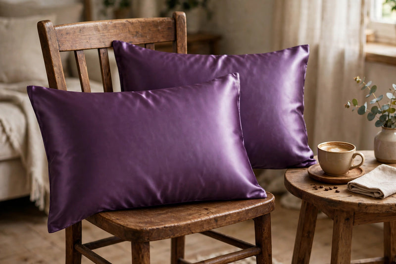 ANYHOUZ Purple Mulberry Silk Pillowcase 50x75cm Soft Smooth Luxury Bedding
