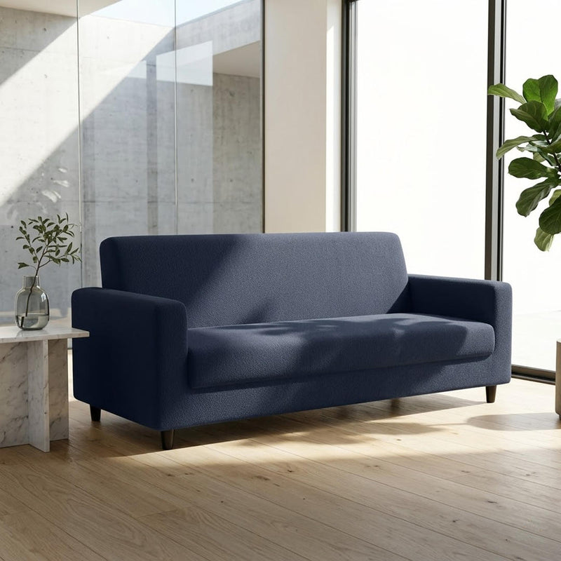 Anyseat 3-Seater Sofa Cover – Plain Navy Blue Style Slipcover for Living Room Chair Protection