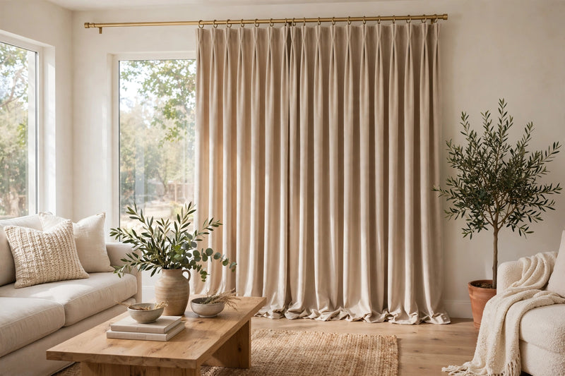 Anydrape Beige Velvet Blackout Curtains – High‑Quality Modern Luxury Drapes for Living Room, Bedroom & Dining Windows