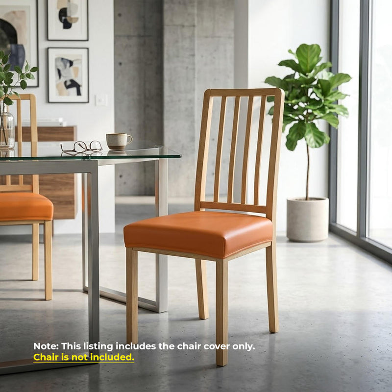 Anyseat Plain Orange Stretch Chair Cover – Washable, Removable Dining & Kitchen Seat Protector
