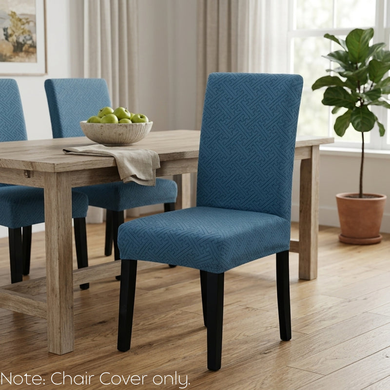 Anyseat Blue Puzzle Design Chair Cover – Elastic Anti‑Dirt Design for Dining, Kitchen, Wedding, Hotel & Banquet Use