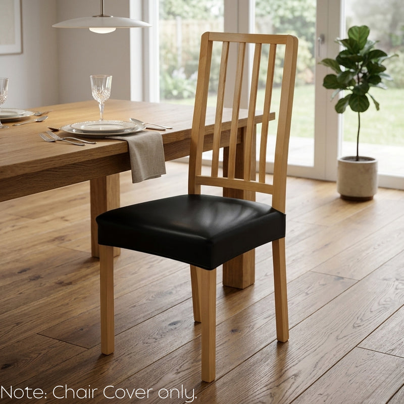 Anyseat Black PU Leather Chair Cover – Slipcover for Dining, Kitchen, Hotel, Banquet & Living Room Chairs