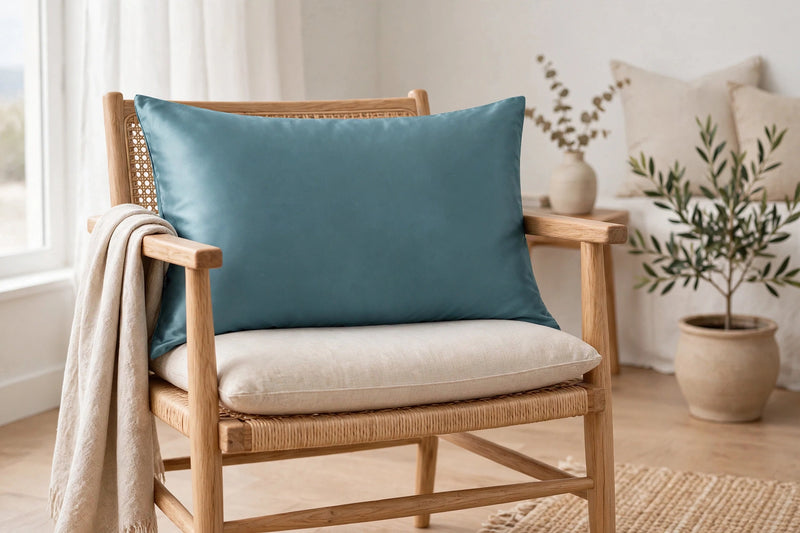 ANYHOUZ Pillowcase 50x75cm Blue Gray Natural Mulberry Silk For Comfortable And Relaxing Home Bed
