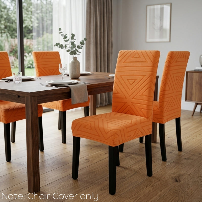 Anyseat Orange Triangular Design Chair Cover – Elastic Anti‑Dirt Design for Dining, Kitchen, Wedding, Hotel & Banquet Use