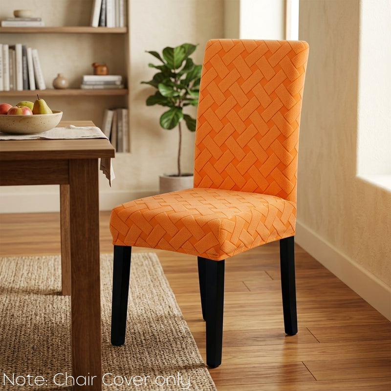 Anyseat Orange Knitted Chair Cover – Elastic Anti‑Dirt Design for Dining, Kitchen, Wedding, Hotel & Banquet Use