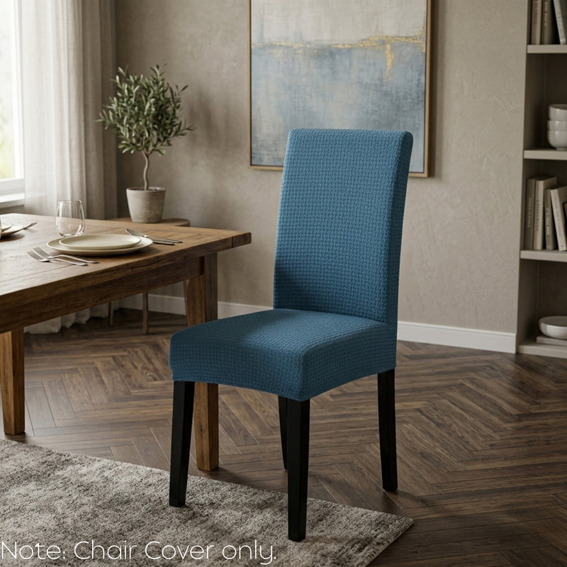 Anyseat Blue Micro Knitted Design Chair Cover – Elastic Anti‑Dirt Design for Dining, Kitchen, Wedding, Hotel & Banquet Use