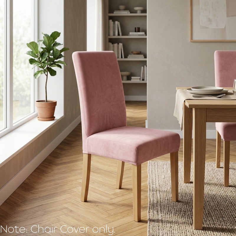 Anyseat Pink Velvet Dining Chair Cover – Plush Stretchable Slipcover for Kitchen & Dining Room Chairs