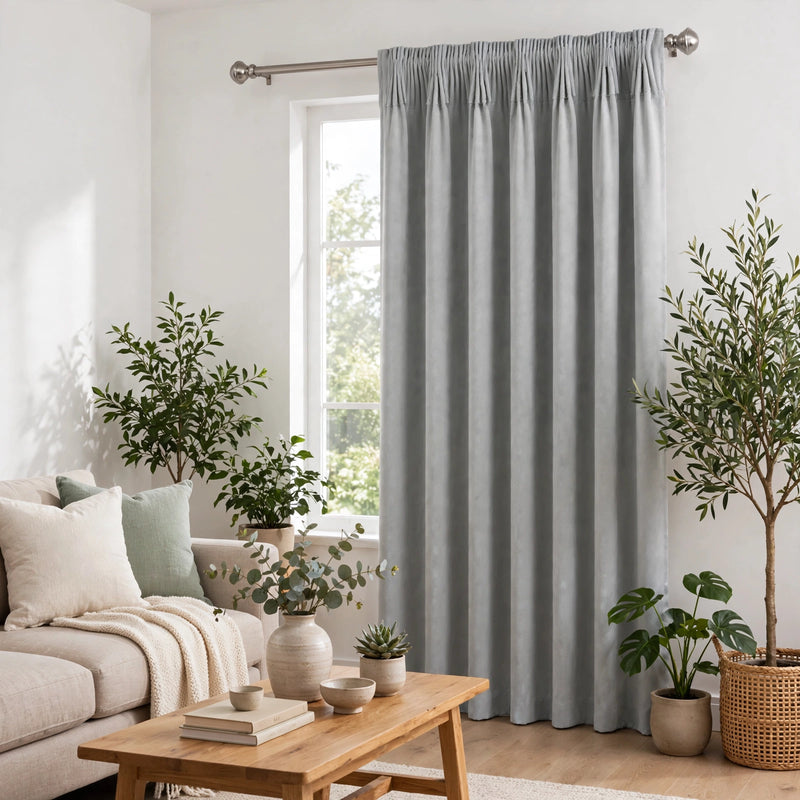 Anydrape Gray Velvet Blackout Curtains – High‑Quality Modern Wool Luxury Drapes for Living Room, Bedroom & Dining Windows