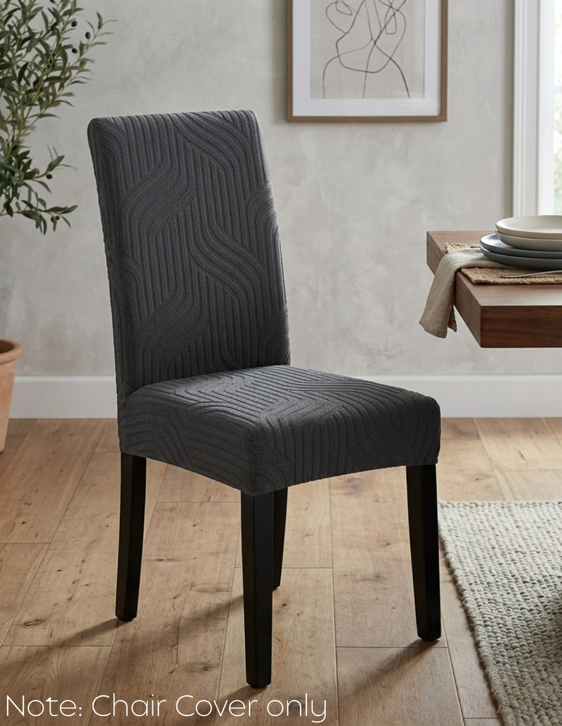 Anyseat Dark Grey Knitted Chair Cover – Elastic Anti‑Dirt Design for Dining, Kitchen, Wedding, Hotel & Banquet Use
