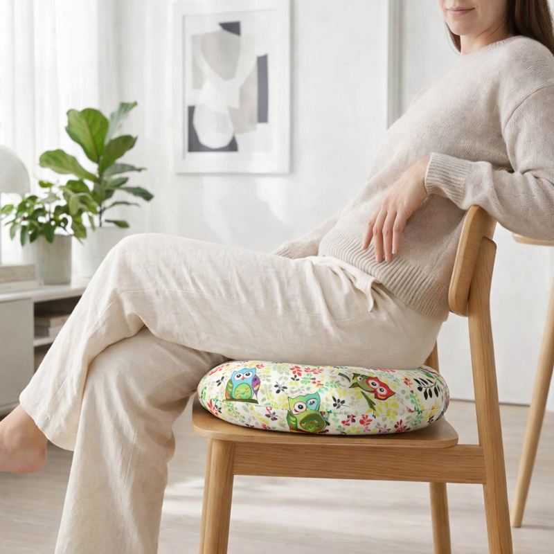 Anypillow Round Yellow Printed Chair Pad – Soft Seat Cushion
