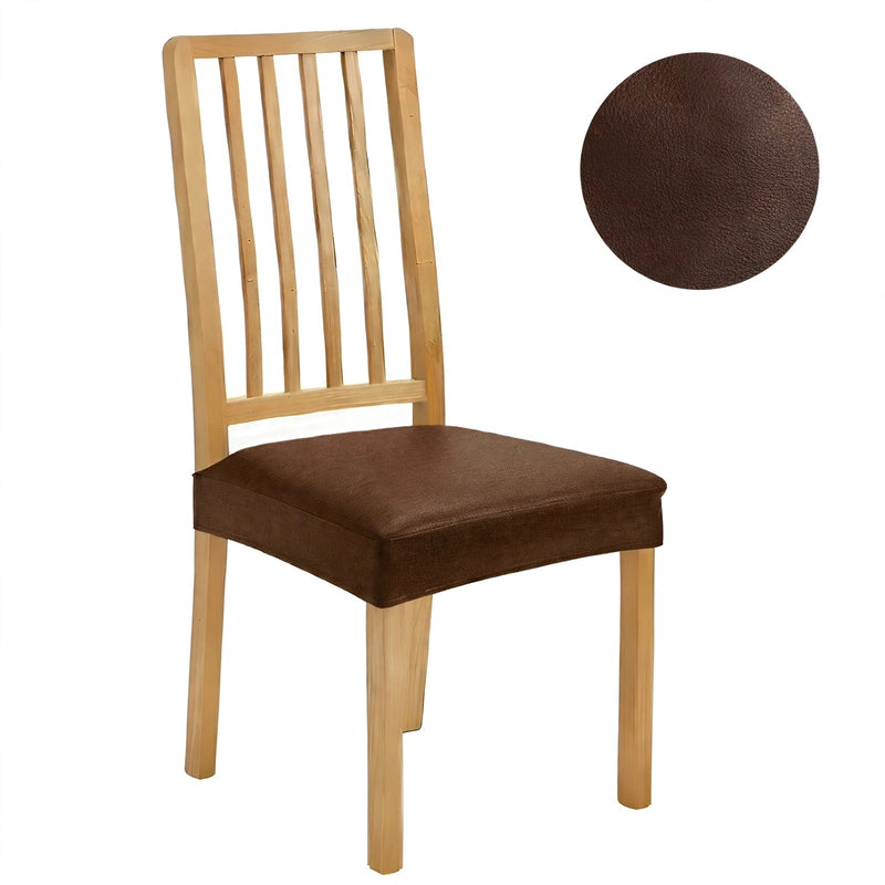 Anyseat Coffee PU Leather Chair Cover – Slipcover for Dining, Kitchen, Hotel, Banquet & Living Room Chairs