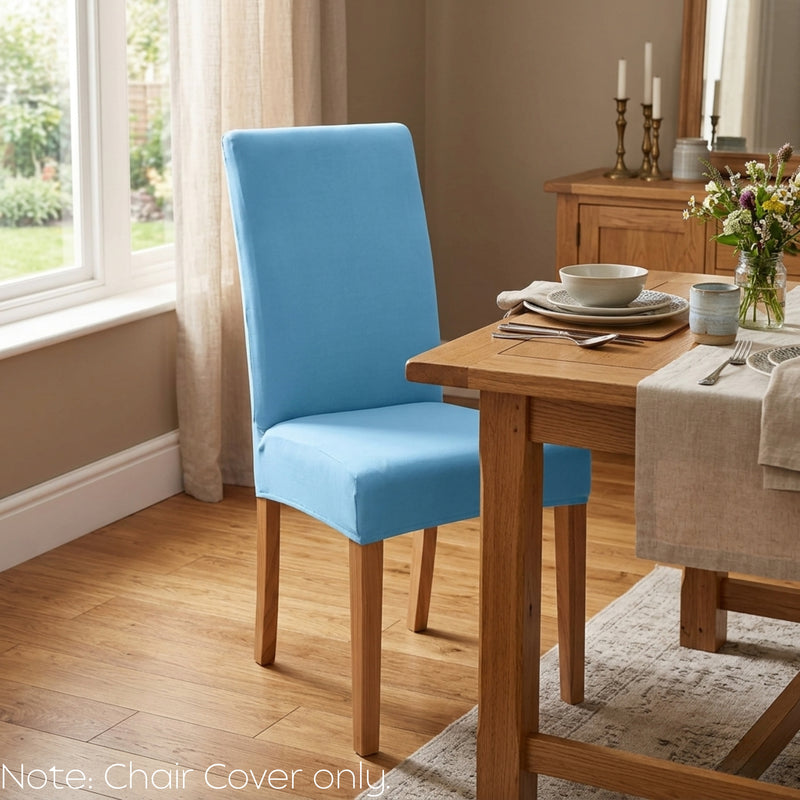 Anyseat Sky Blue Velvet Dining Chair Cover – Plush Stretchable Slipcover for Kitchen & Dining Room Chairs