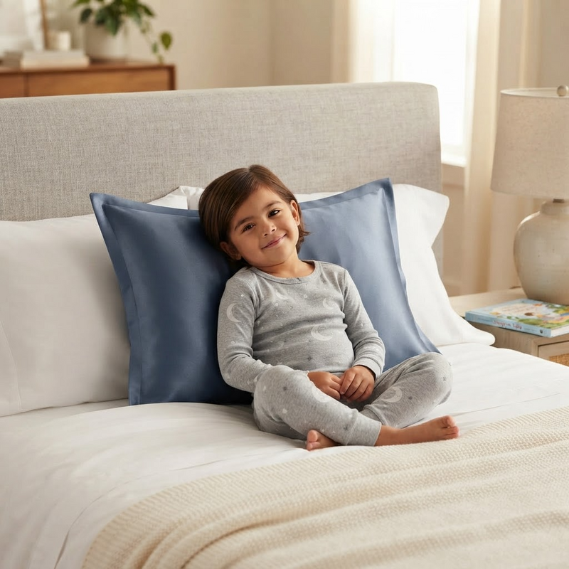 ANYHOUZ Pillowcase 50x90cm Blue Gray Pure Real Silk For Comfortable And Relaxing Home Bed