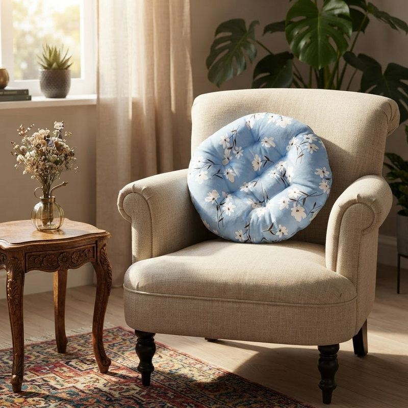 Anypillow Blue Floral Chair Pad – Soft Seat Cushion