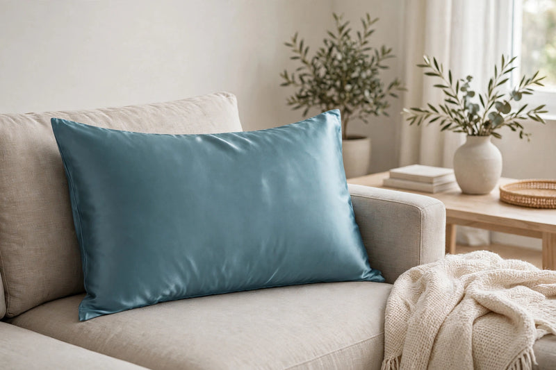 ANYHOUZ  Pillowcase 50x90cm Blue Gray Natural Mulberry Silk For Comfortable And Relaxing Home Bed