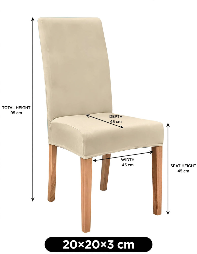 Anyseat Light Beige Velvet Dining Chair Cover – Plush Stretchable Slipcover for Kitchen & Dining Room Chairs