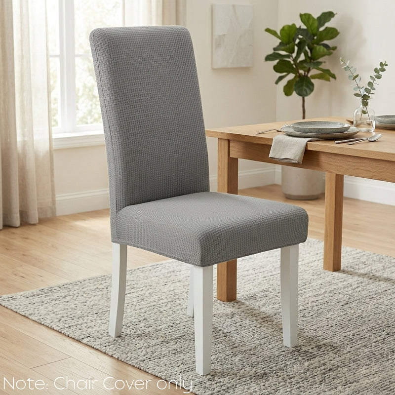 Anyseat Grey Waterproof Chair Cover – Corn Kernel Pattern Stretch Slipcover for Dining Room