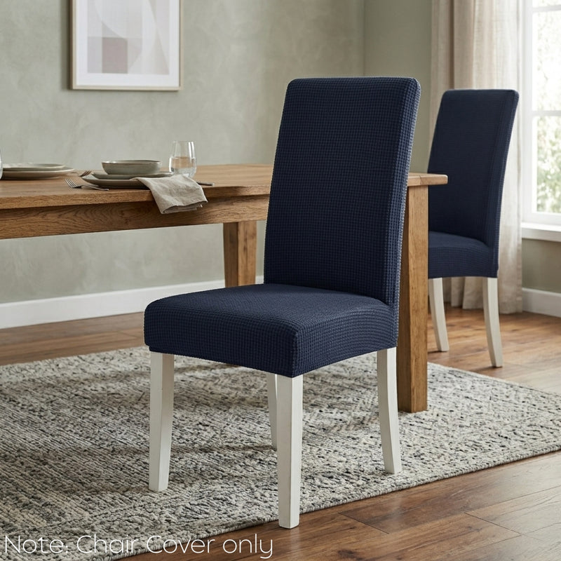 Anyseat Navy Waterproof Chair Cover – Corn Kernel Pattern Stretch Slipcover for Dining Room