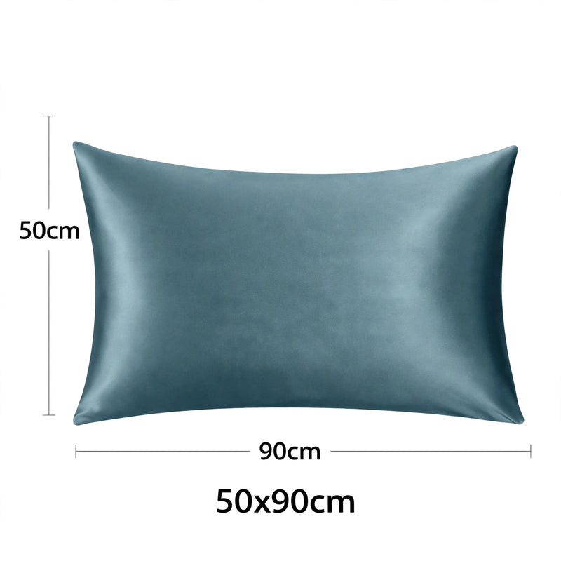 Anypillow Mulberry Silk Pillowcase Set 50x90cm – Blue Gray with Eye Mask, Luxury Silk Bedding