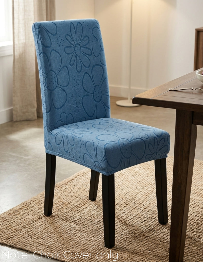 Anyseat Blue Floral Knitted Chair Cover – Elastic Anti‑Dirt Design for Dining, Kitchen, Wedding, Hotel & Banquet Use