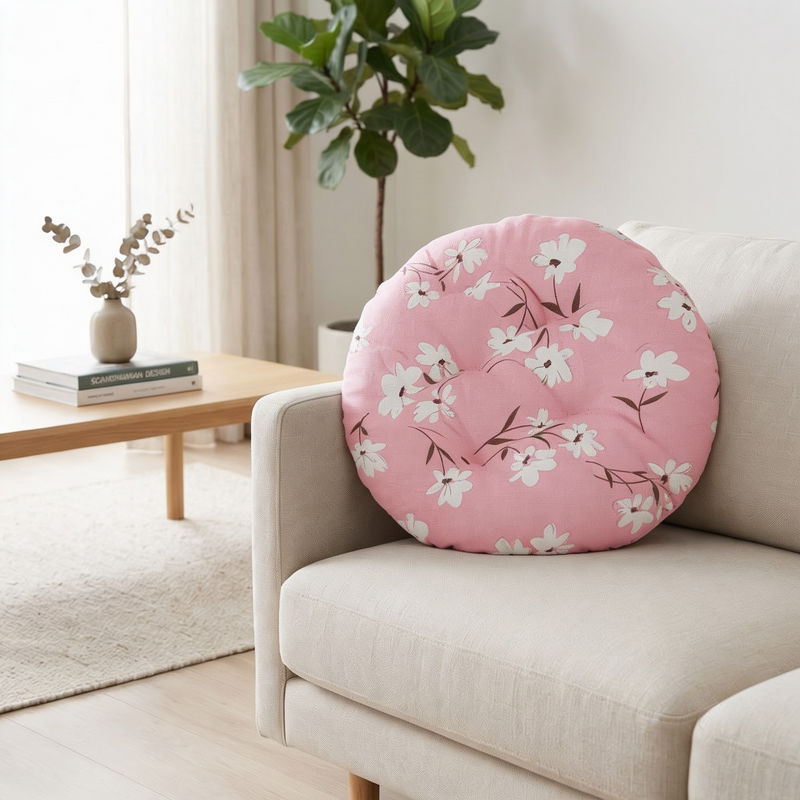 Anypillow Pink Floral Chair Pad – Soft Seat Cushion