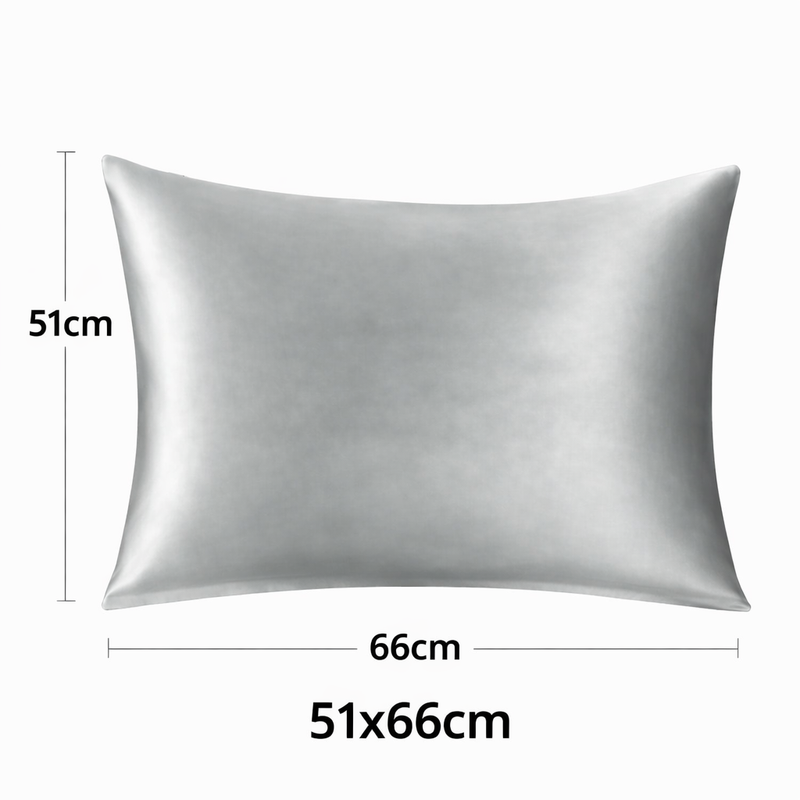 ANYHOUZ Pillowcase 51x66cm Light Gray Set with Eye Mask Natural Mulberry Silk for Comfortable and Relaxing Home Bed