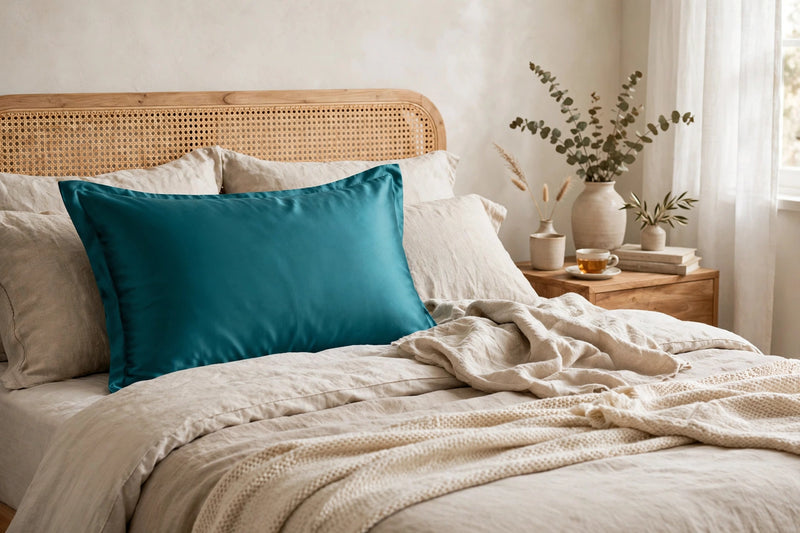 ANYHOUZ Pillowcase 50x90cm Teal Pure Real Silk For Comfortable And Relaxing Home Bed