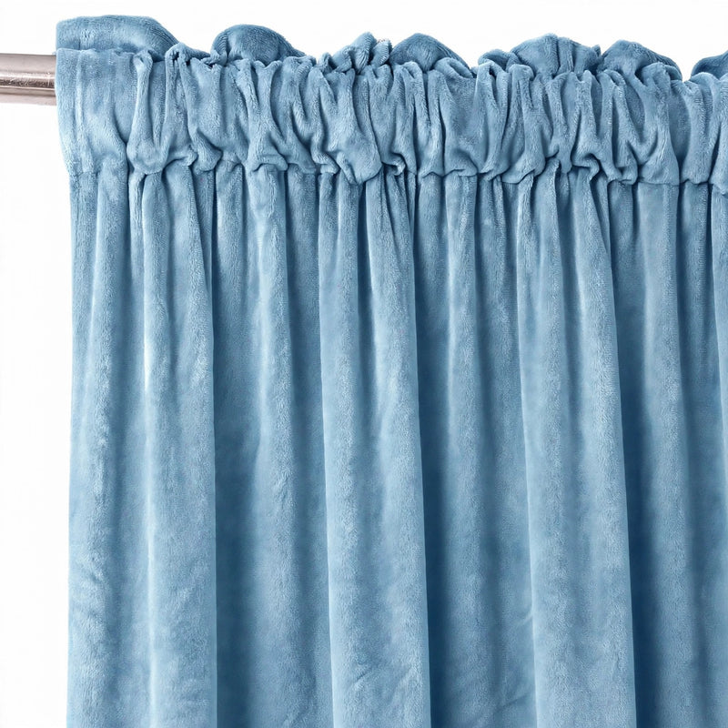 Anydrape Light Blue Velvet Blackout Curtains – High‑Quality Modern Luxury Drapes for Living Room, Bedroom & Dining Windows