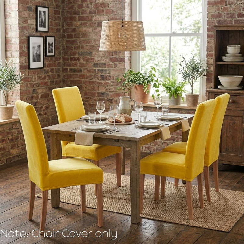 Anyseat Turmeric Velvet Dining Chair Cover – Plush Stretchable Slipcover for Kitchen & Dining Room Chairs