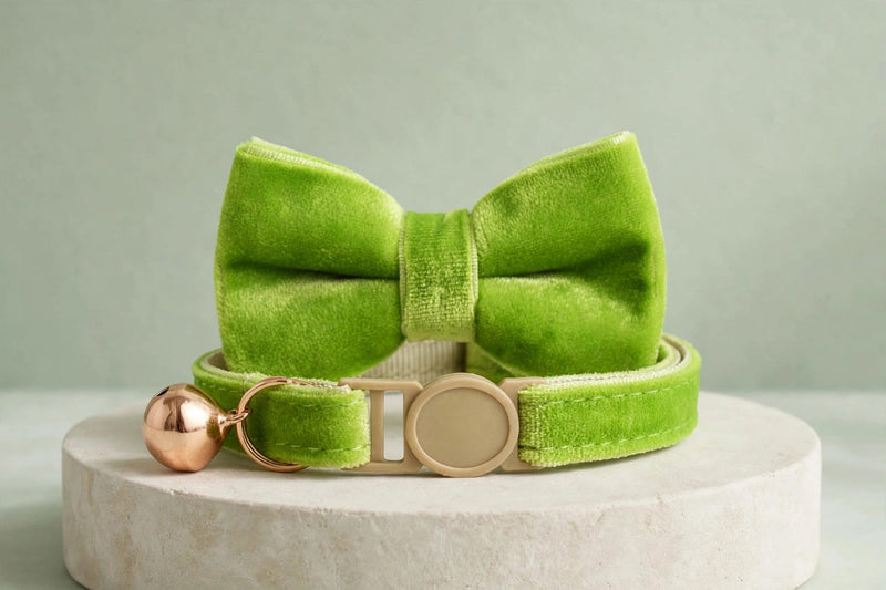 Anypet Cat Collar Lime Green Bow Small with Safety Buckle, Bell, and Durable Strap Stylish and Comfortable Pet Accessor