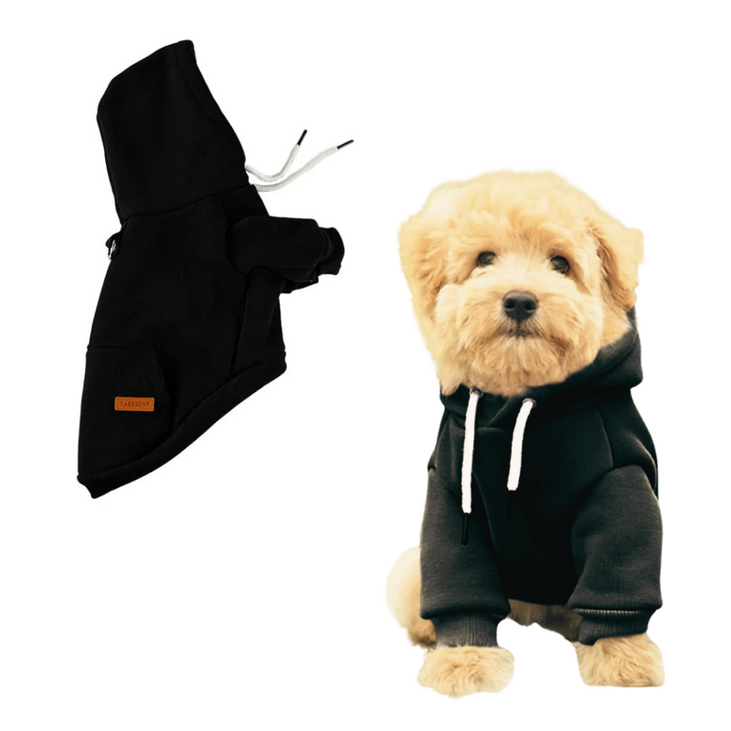 ANYWAGS Pet Clothes Black Warm Fleece Hoodie Jacket with Back Pockets Sweatshirt for Cosplay and Cold Weathers