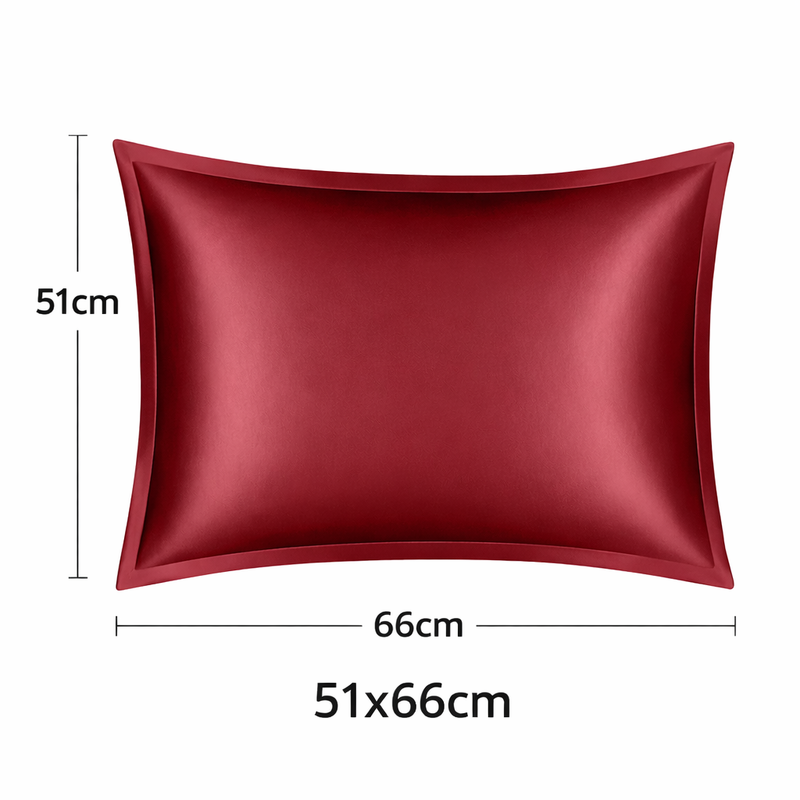 ANYHOUZ Pillowcase 51x66cm Wine Red Pure Real Silk For Comfortable And Relaxing Home Bed