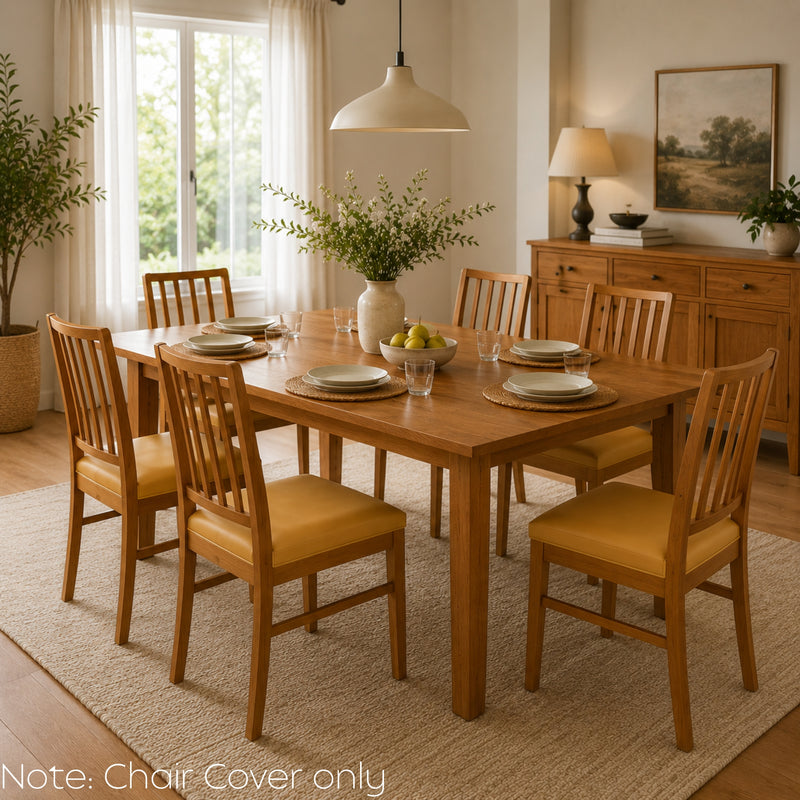 Anyseat Yellow PU Leather Chair Cover – Slipcover for Dining, Kitchen, Hotel, Banquet & Living Room Chairs