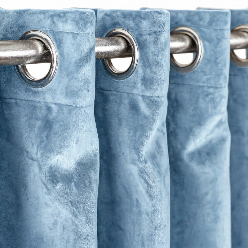 Anydrape Light Blue Velvet Blackout Curtains – High‑Quality Modern Luxury Drapes for Living Room, Bedroom & Dining Windows