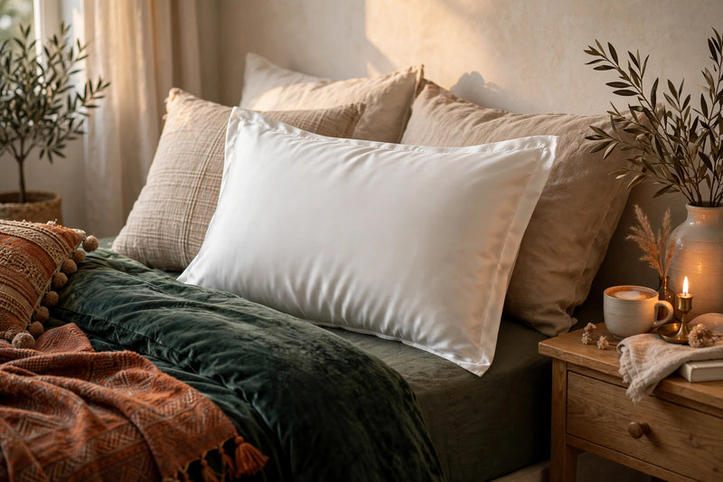 Anypillow Pillowcase 51x66cm White Pure Real Silk For Comfortable And Relaxing Home Bed