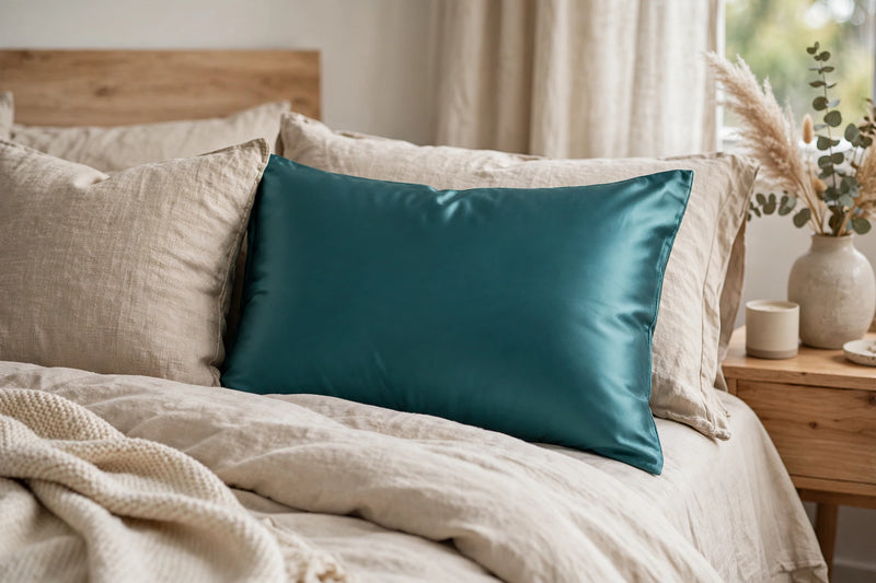 ANYHOUZ Pillowcase 51x66cm Teal Pure Real Silk For Comfortable And Relaxing Home Bed