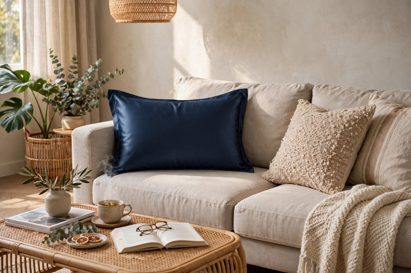 ANYHOUZ Blue Pure Silk Pillowcase 50x90cm Soft Smooth Luxury Bedding