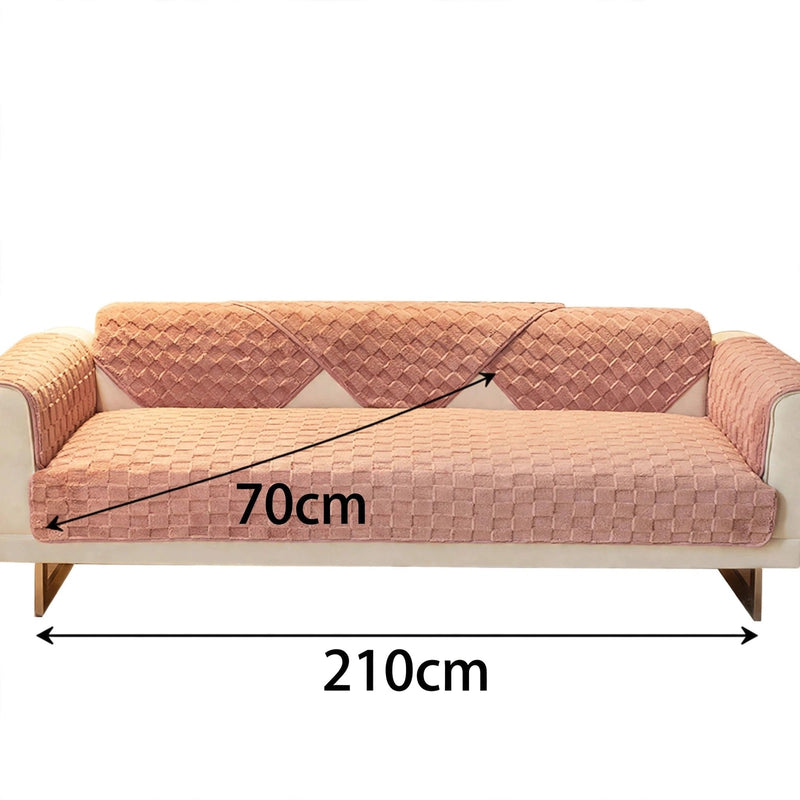 Anyseat Sofa Towel Super Soft Dark Pink Velvet Plush Non-slip Sectional Sofa Covers for Living Room Thick L-shape Couch Covers