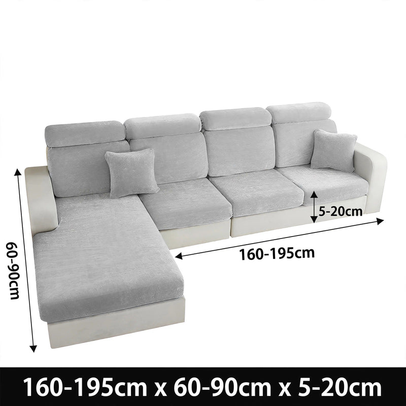 Anyseat L‑Shape Sofa Cover Light Gray Chenille Polyester Thick Stretchable Cushion Protector for Living Room (Small Size)