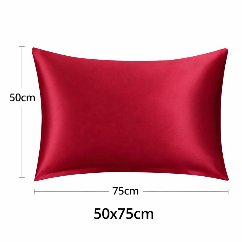 ANYHOUZ Wine Red Mulberry Silk Pillowcase 50x75cm Luxury Soft Bedding