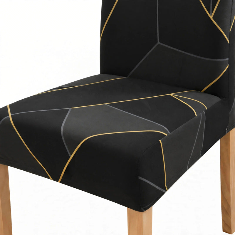 Anyseat Black Gray Geometric Line Pattern Print Elastic Chair Cover – Plain Dining Slipcover & Home Décor
