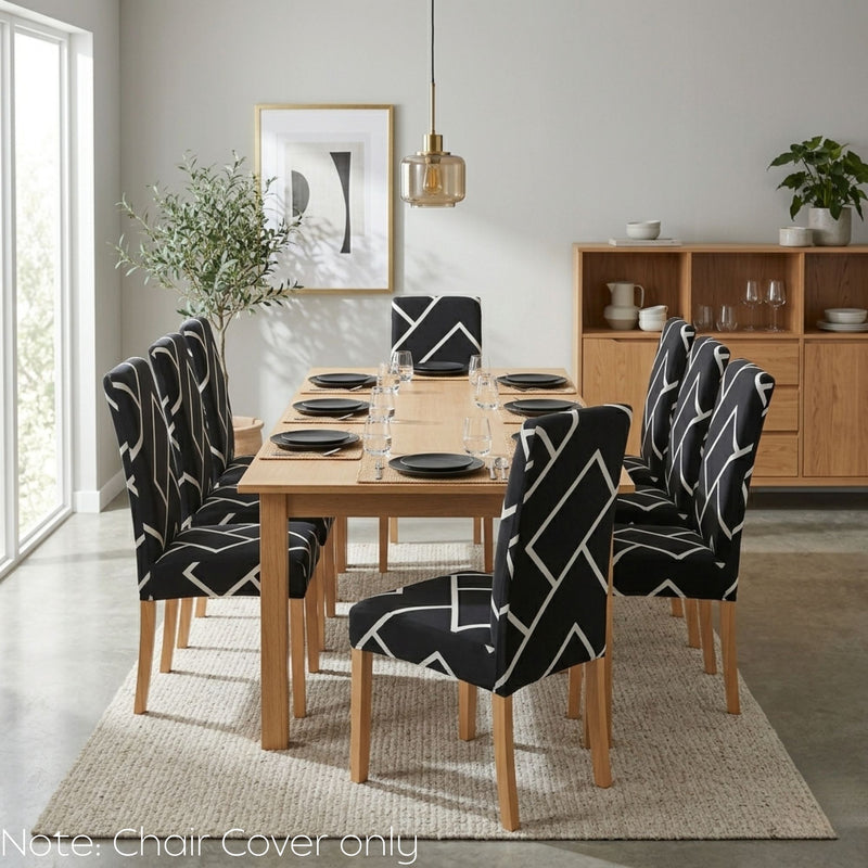 Anyseat Black Square Lattice Print Elastic Chair Cover – Plain Dining Slipcover & Home Décor