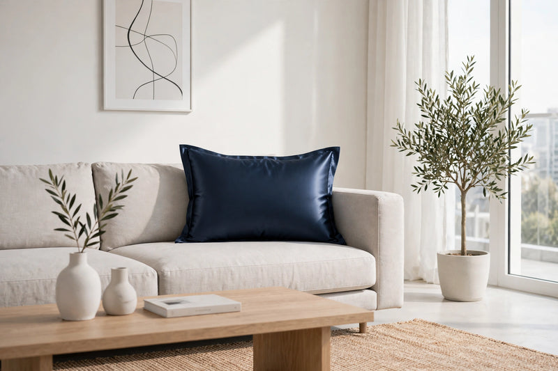 ANYHOUZ Blue Pure Silk Pillowcase 50x75cm Soft Smooth Luxury Bedding