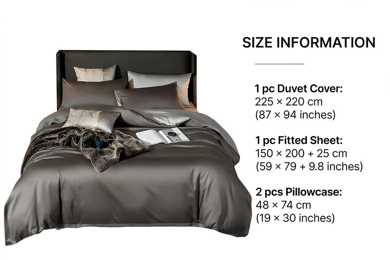 Anycozy UK King Bed Sheet Set – Deep Grey & Light Grey Ultra‑Soft Luxury Egyptian Cotton Bedding Cover, 4‑Piece Ensemble