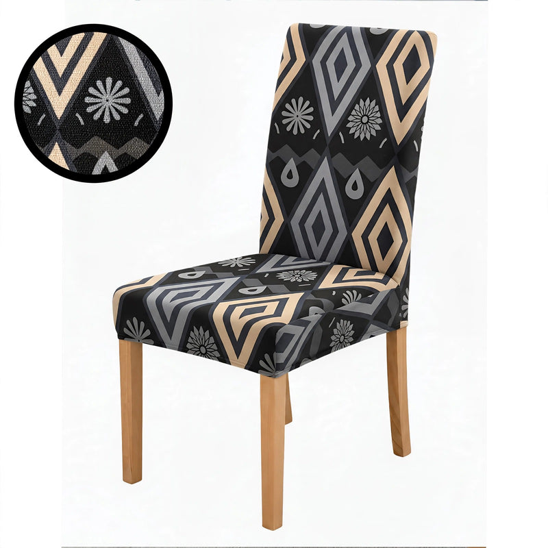 Anyseat Black Pattern Print Elastic Chair Cover – Plain Dining Slipcover & Home Décor