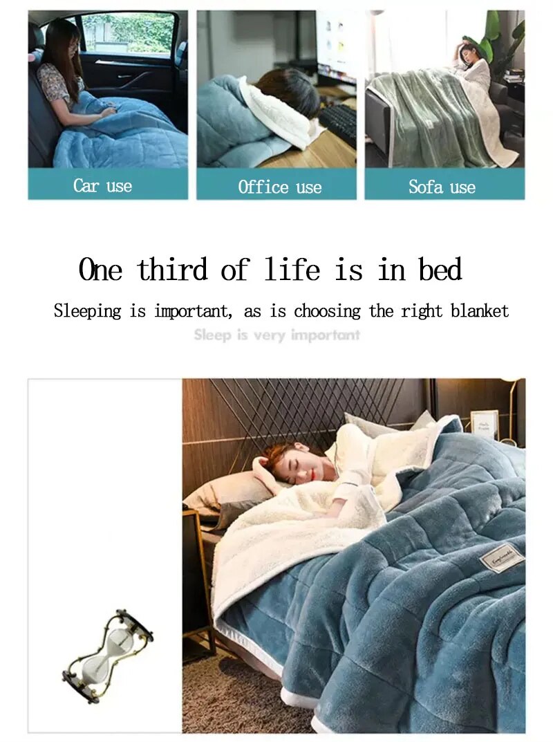 Anycozy Light Grey Fleece Blanket Warm 3-Layer Flannel Quilt 120x200cm