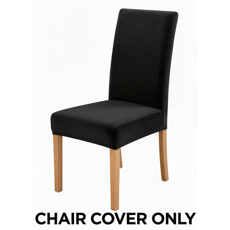 Anyseat Black Velvet Dining Chair Cover – Plush Stretchable Slipcover for Kitchen & Dining Room Chairs