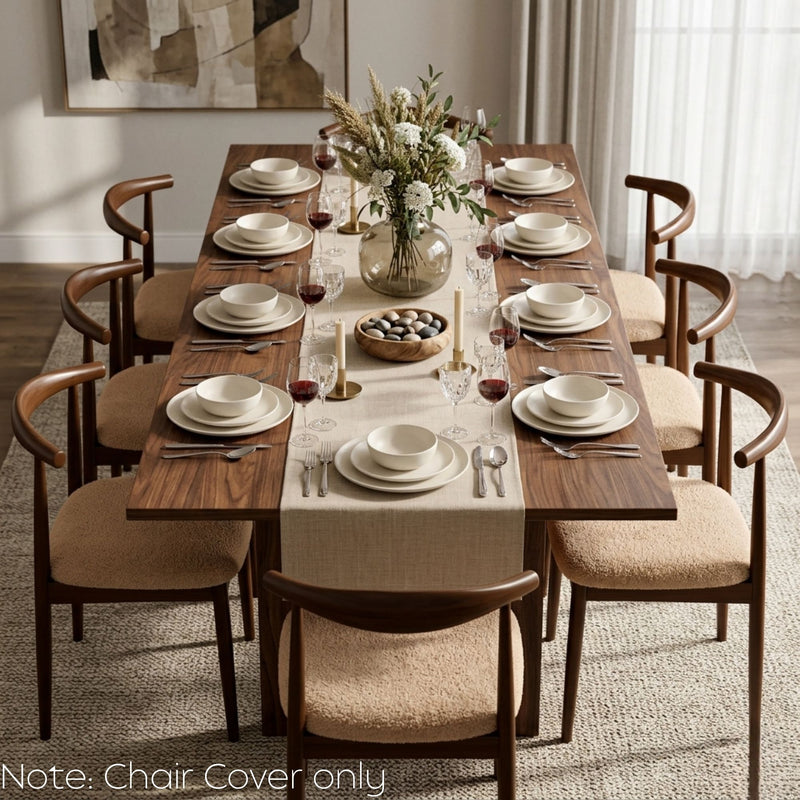Anyseat Beige Fur Stretch Chair Cover – Washable, Removable Dining & Kitchen Seat Protector